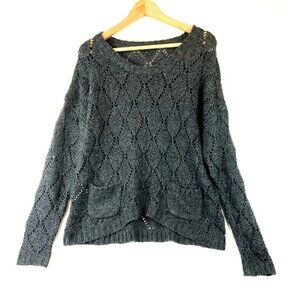 Dex Women's Black Pullover Sweater with Front Pockets Size Large